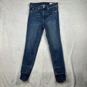 Rag Bone Jean High Rise Ankle Skinny Dark Wash Denim Jeans Size 26 Y2K 90s